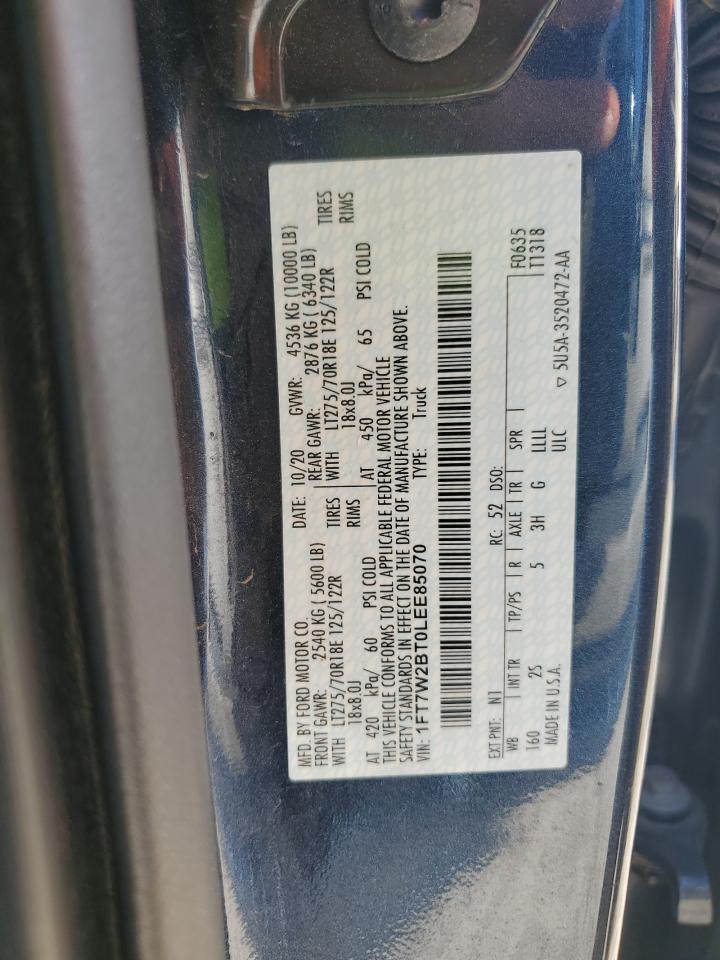 2020 Ford F250 Super Duty VIN: 1FT7W2BT0LEE85070 Lot: 82586395