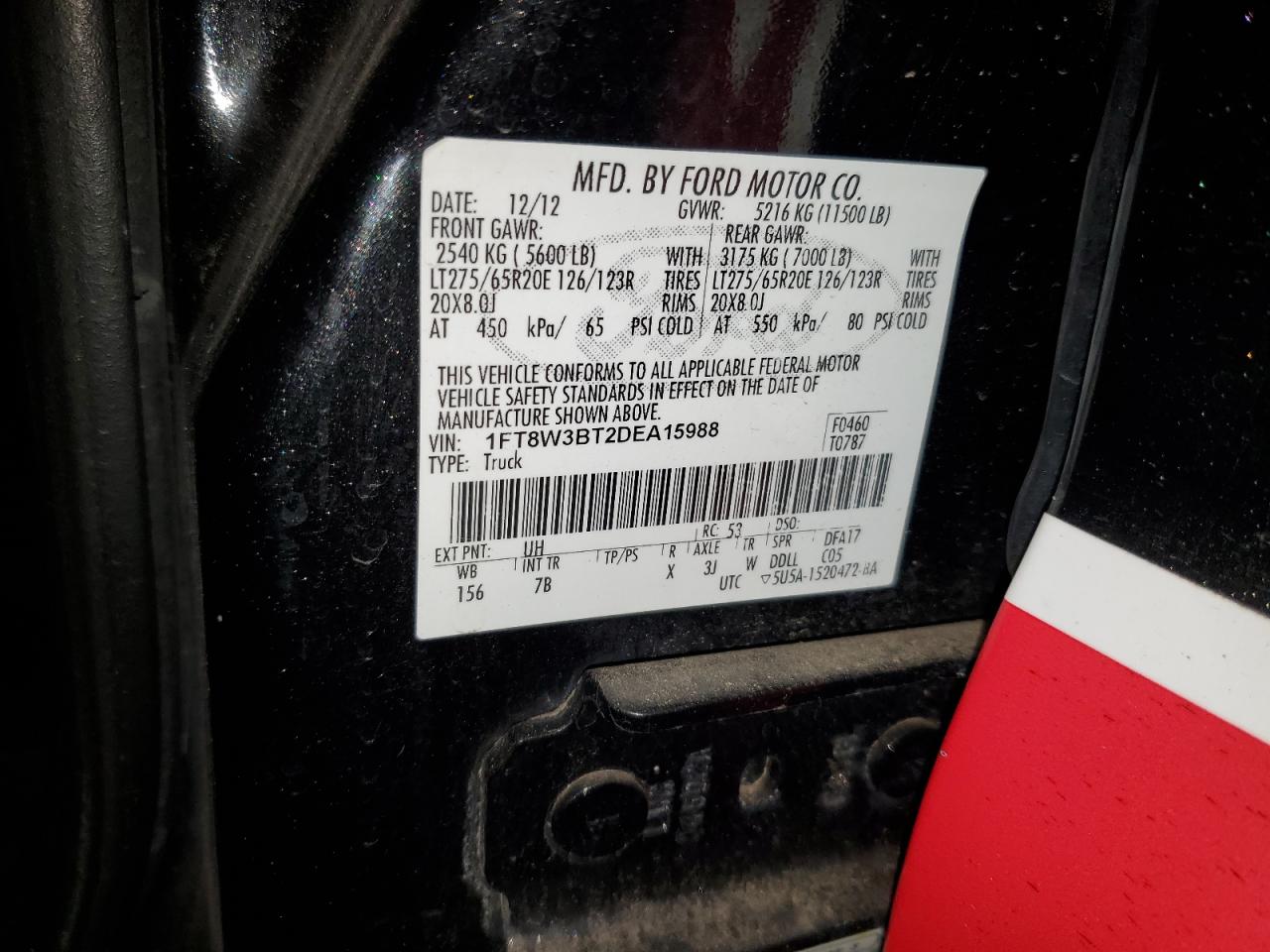 2013 Ford F350 Super Duty VIN: 1FT8W3BT2DEA15988 Lot: 85276445