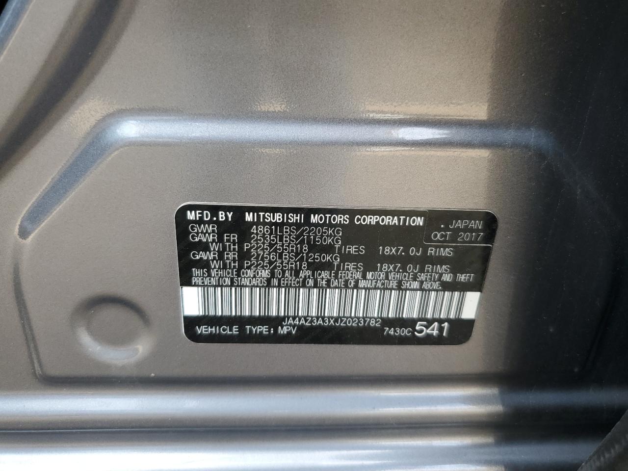 2018 Mitsubishi Outlander Se VIN: JA4AZ3A3XJZ023782 Lot: 84819265