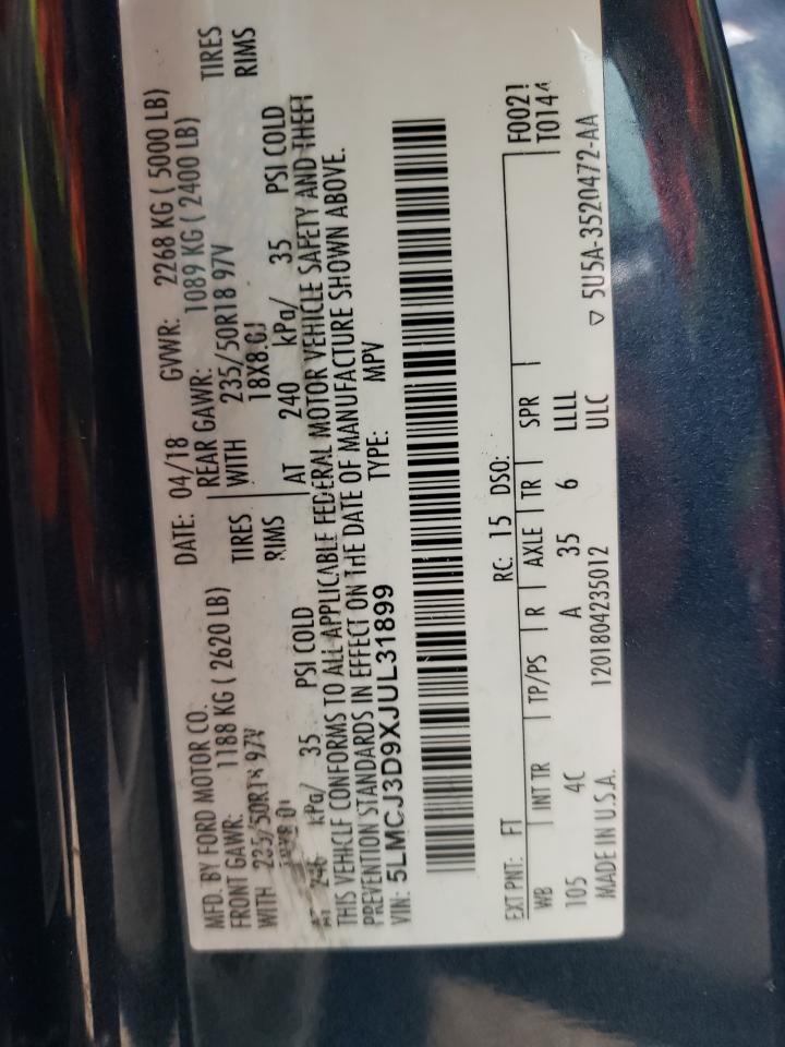 2018 Lincoln Mkc Reserve VIN: 5LMCJ3D9XJUL31899 Lot: 82585995