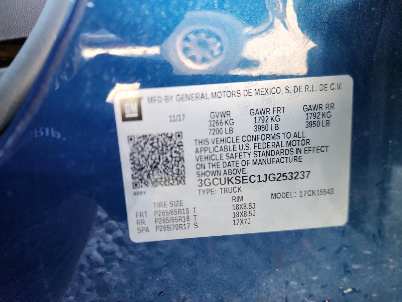 2018 Chevrolet Silverado K1500 Ltz VIN: 3GCUKSEC1JG253237 Lot: 85531205