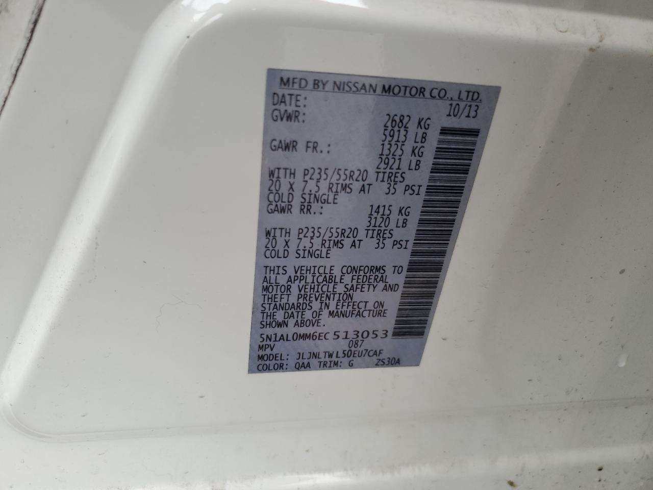 2014 Infiniti Qx60 VIN: 5N1AL0MM6EC513053 Lot: 86215405