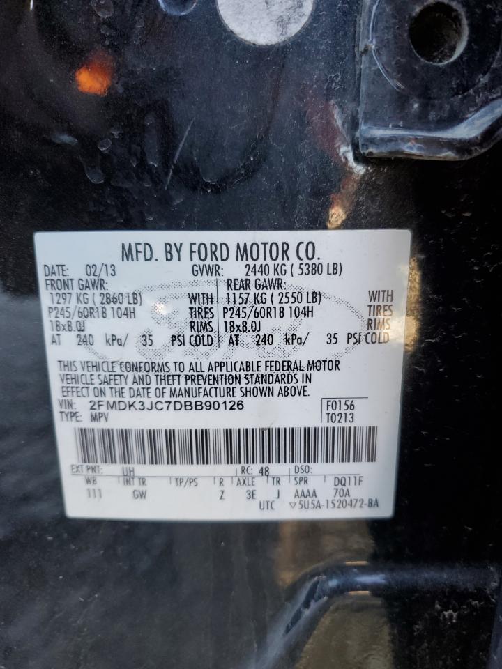 2013 Ford Edge Sel VIN: 2FMDK3JC7DBB90126 Lot: 82450565