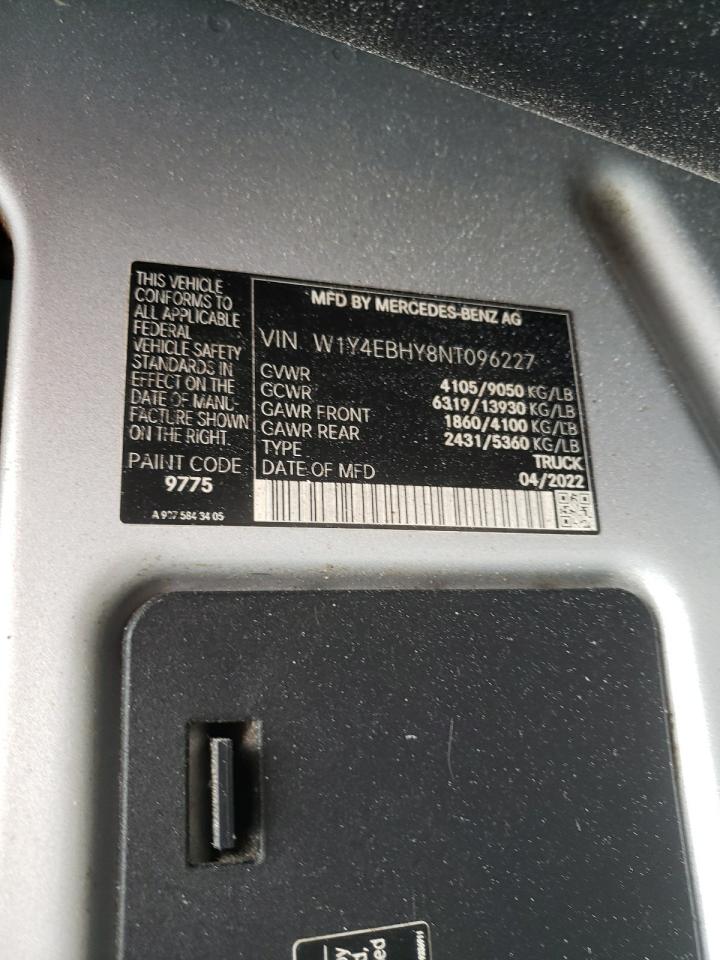 2022 Mercedes-Benz Sprinter 2 VIN: W1Y4EBHY8NT096227 Lot: 85562935