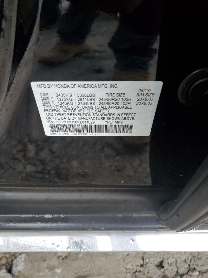 2019 Acura Mdx Technology VIN: 5J8YD3H58KL011629 Lot: 89845745