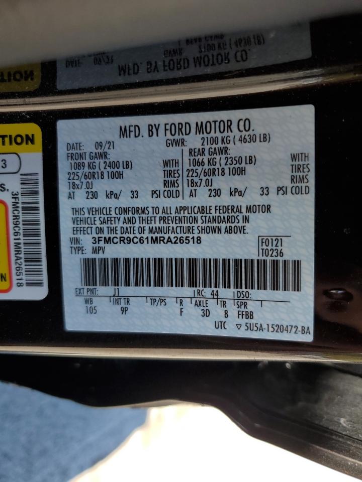 2021 Ford Bronco Sport Outer Banks VIN: 3FMCR9C61MRA26518 Lot: 84245985