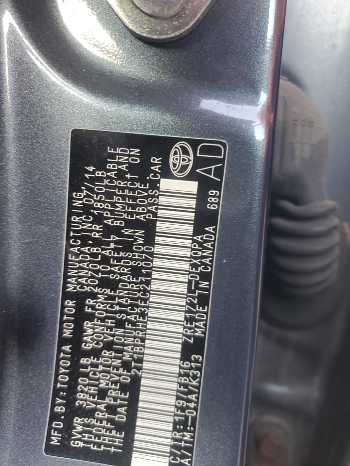 2014 Toyota Corolla Eco VIN: 2T1BPRHE3EC211070 Lot: 82469105