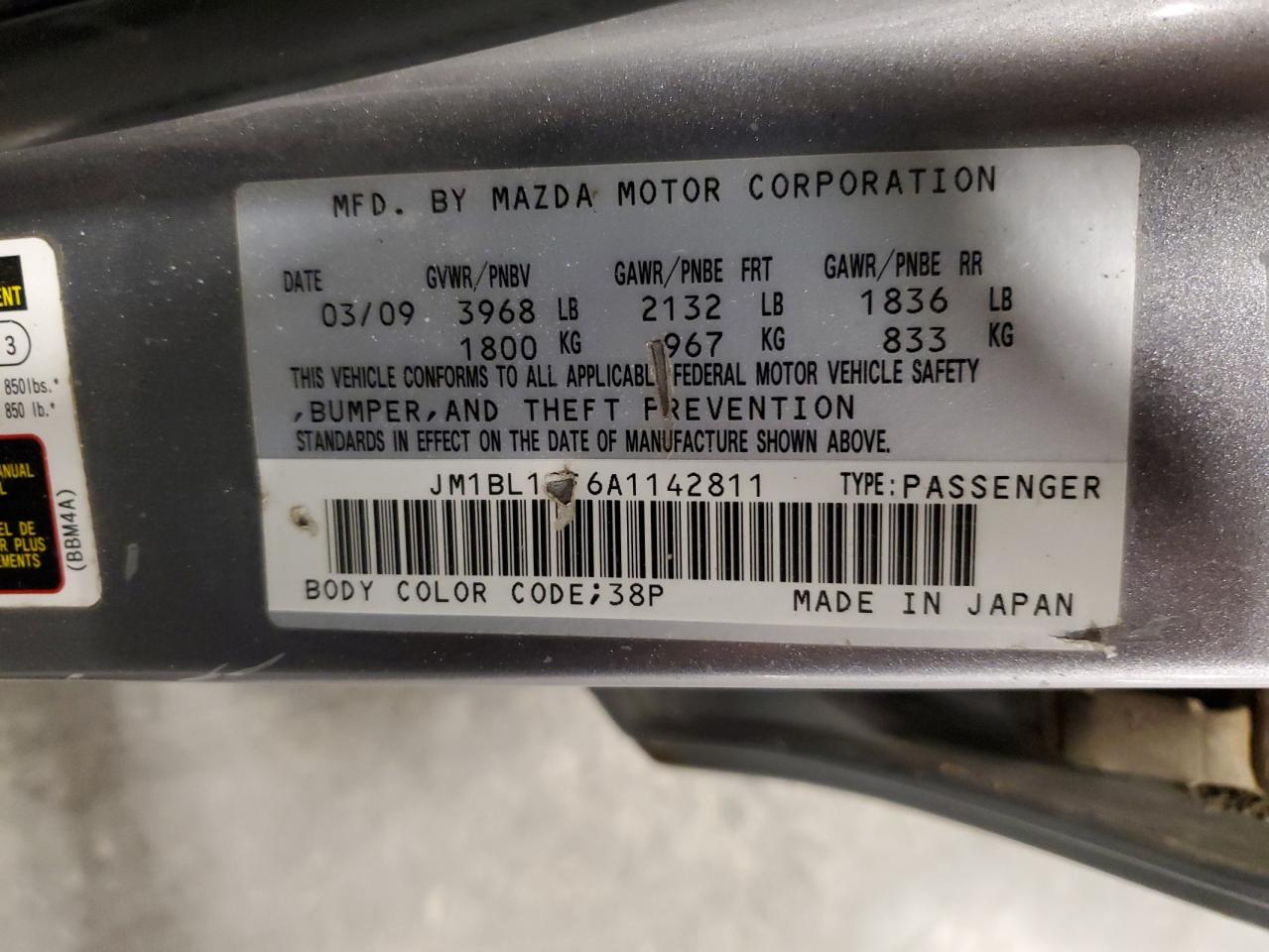 2010 Mazda 3 I VIN: JM1BL1SF6A1142811 Lot: 86330165