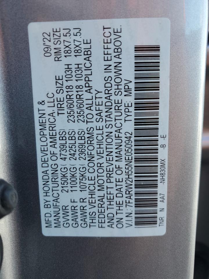 2022 Honda Cr-V Ex VIN: 7FARW2H55NE050942 Lot: 90811035