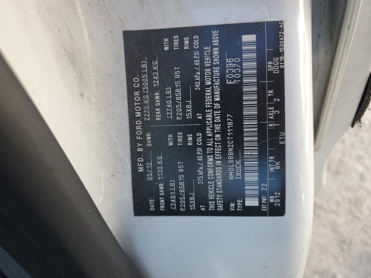 2012 Ford Transit Connect Xlt VIN: NM0LS6BN2CT111877 Lot: 87268255