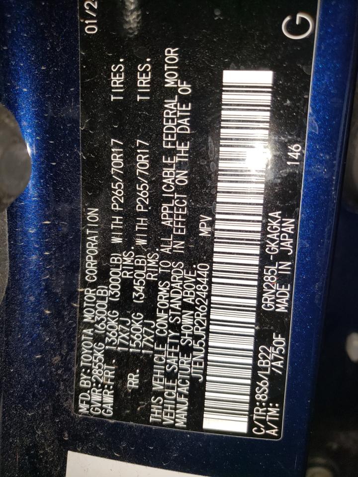 2024 Toyota 4Runner Sr5/Sr5 Premium VIN: JTENU5JR2R6248440 Lot: 85199535