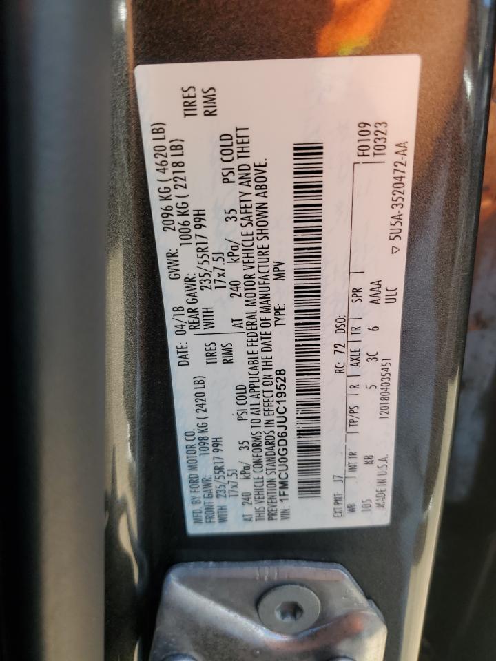 2018 Ford Escape Se VIN: 1FMCU0GD6JUC19528 Lot: 82609525