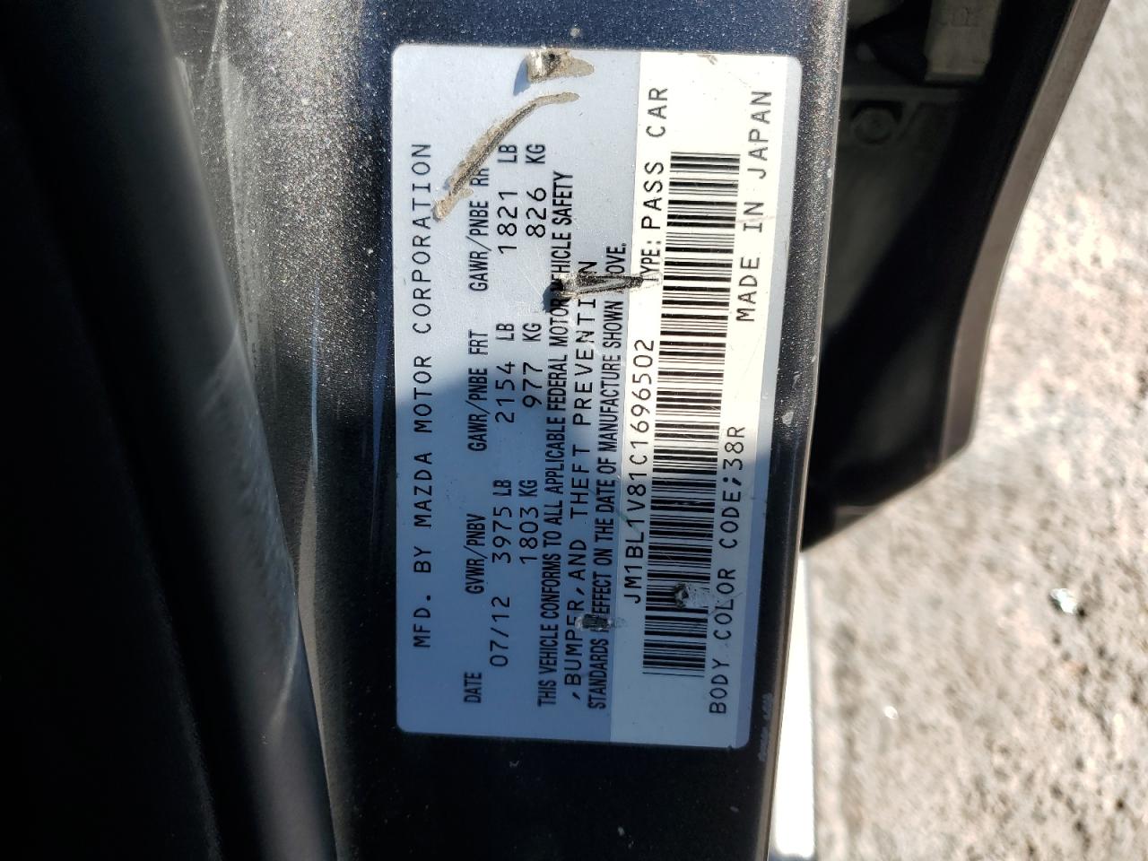 2012 Mazda 3 I VIN: JM1BL1V81C1696502 Lot: 81943465