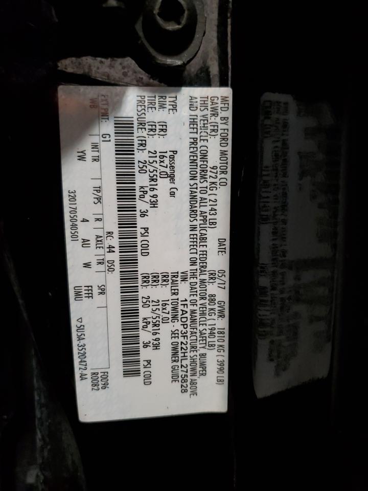 2017 Ford Focus Se VIN: 1FADP3F22HL275828 Lot: 85681635