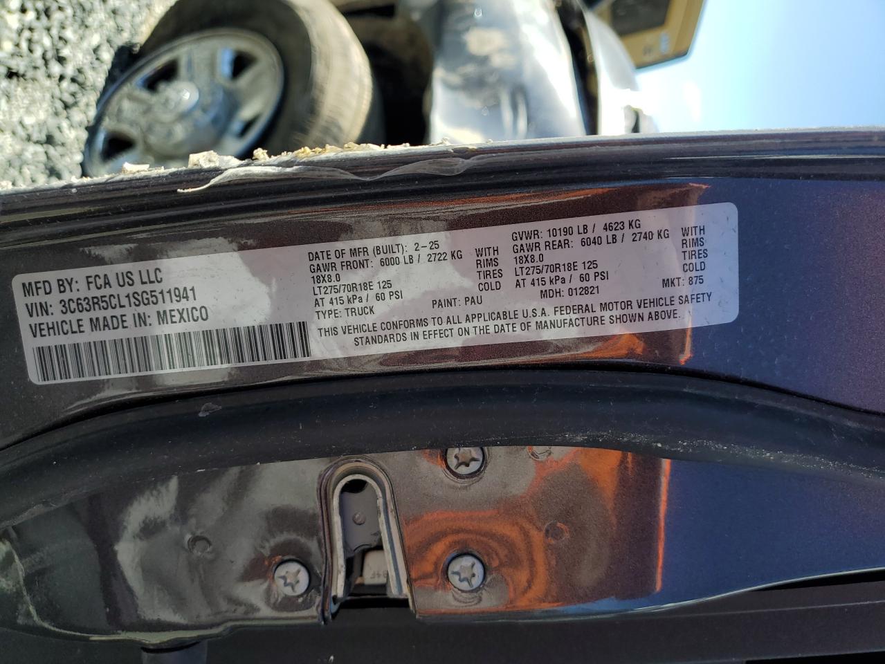 2025 Ram 2500 Tradesman VIN: 3C63R5CL1SG511941 Lot: 82188165