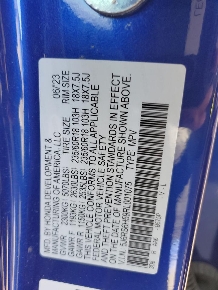 2024 Honda Cr-V Sport VIN: 5J6RS6H59RL001075 Lot: 89676235