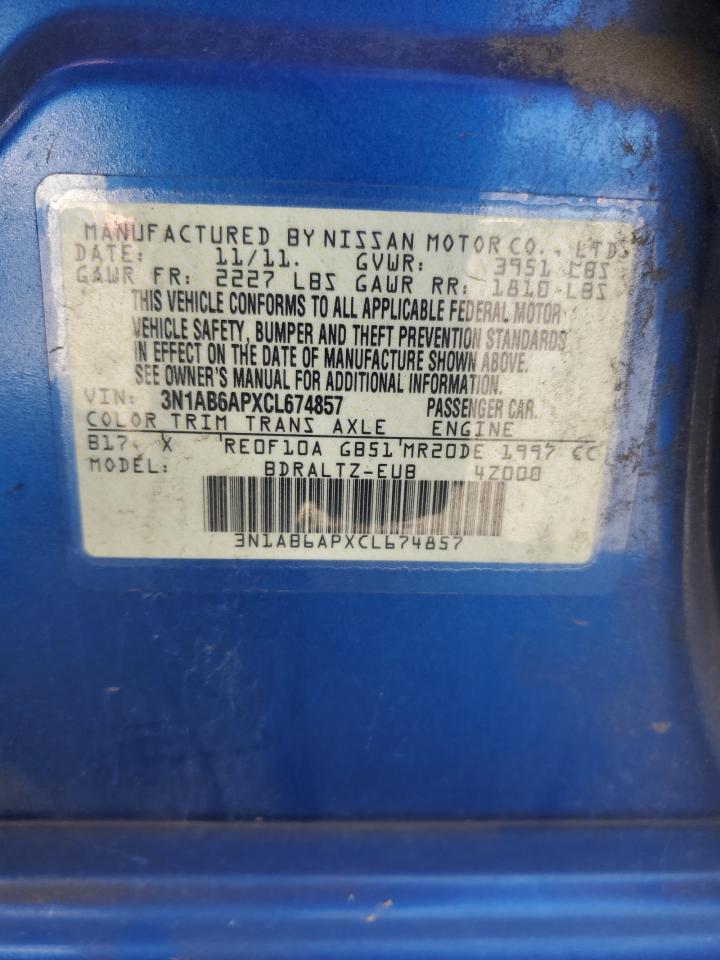 2012 Nissan Sentra 2.0 VIN: 3N1AB6APXCL674857 Lot: 82399155