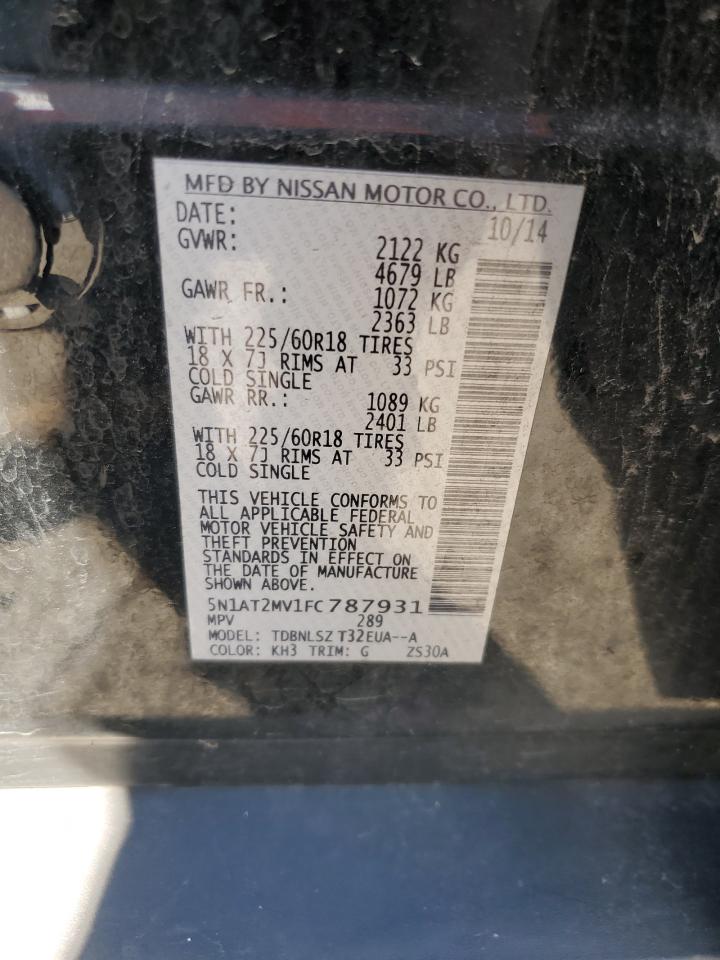 2015 Nissan Rogue S VIN: 5N1AT2MV1FC787931 Lot: 85762765