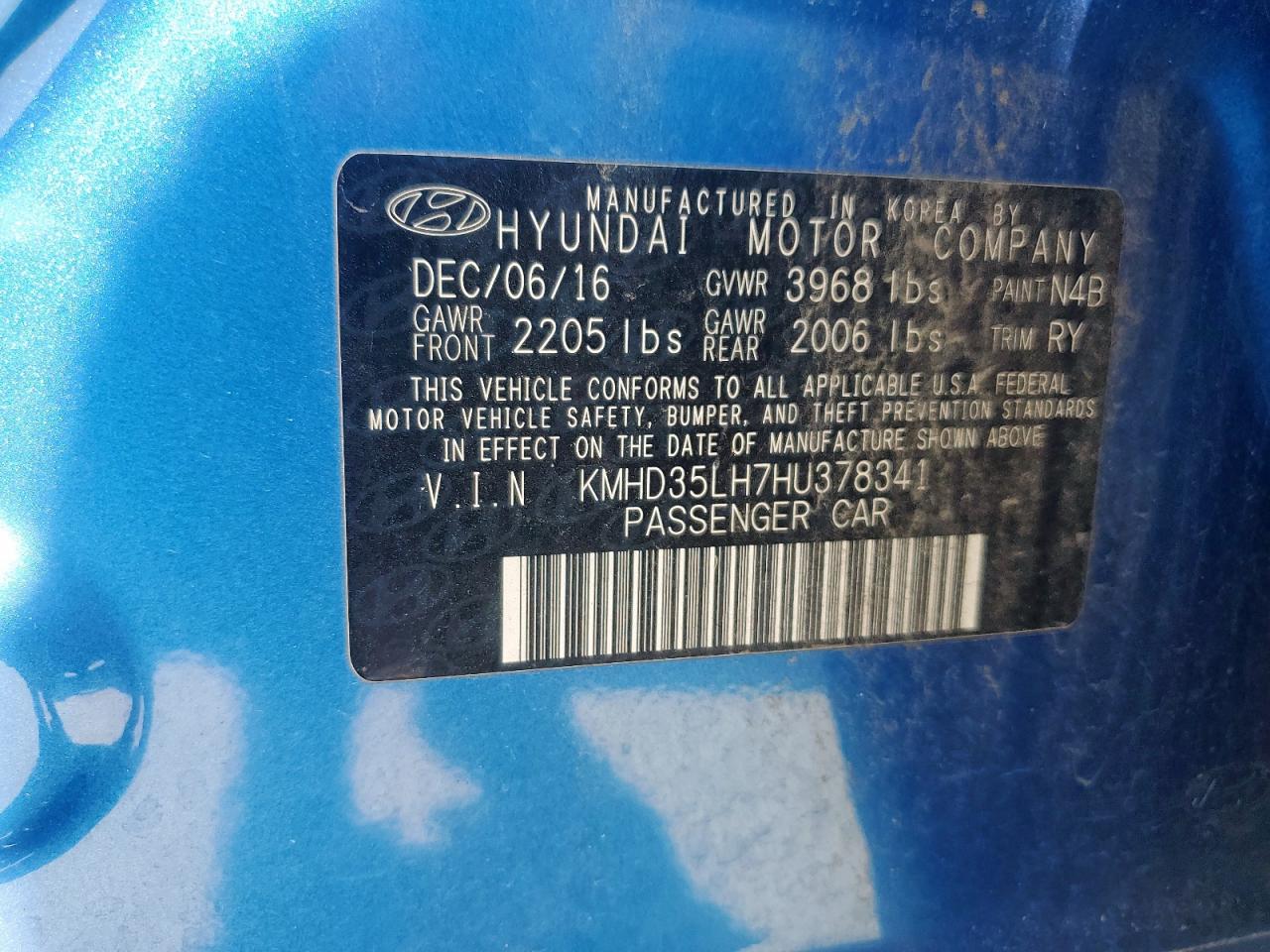 2017 Hyundai Elantra Gt VIN: KMHD35LH7HU378341 Lot: 86287865