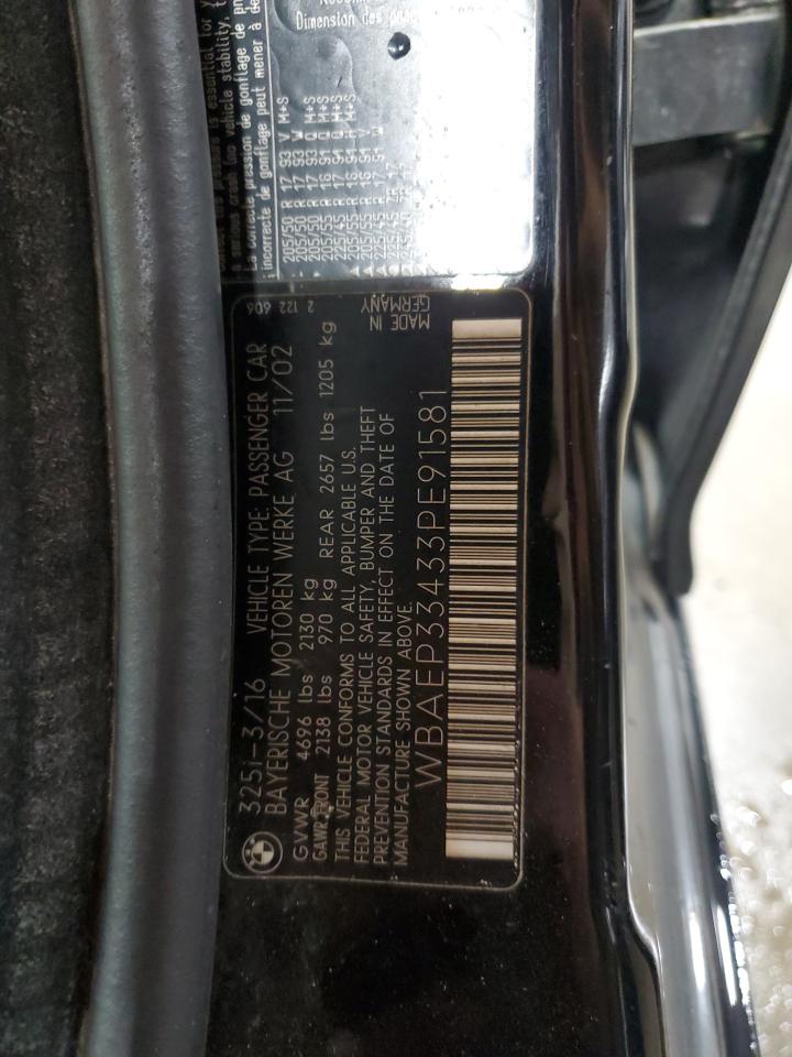 2003 BMW 325 Xit VIN: WBAEP33433PE91581 Lot: 86289485