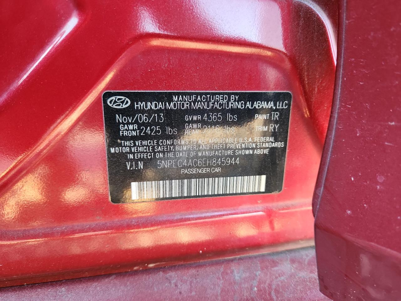 2014 Hyundai Sonata Se VIN: 5NPEC4AC6EH845944 Lot: 84640305