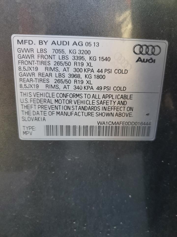 2013 Audi Q7 Premium VIN: WA1CMAFE0DD016444 Lot: 85143305