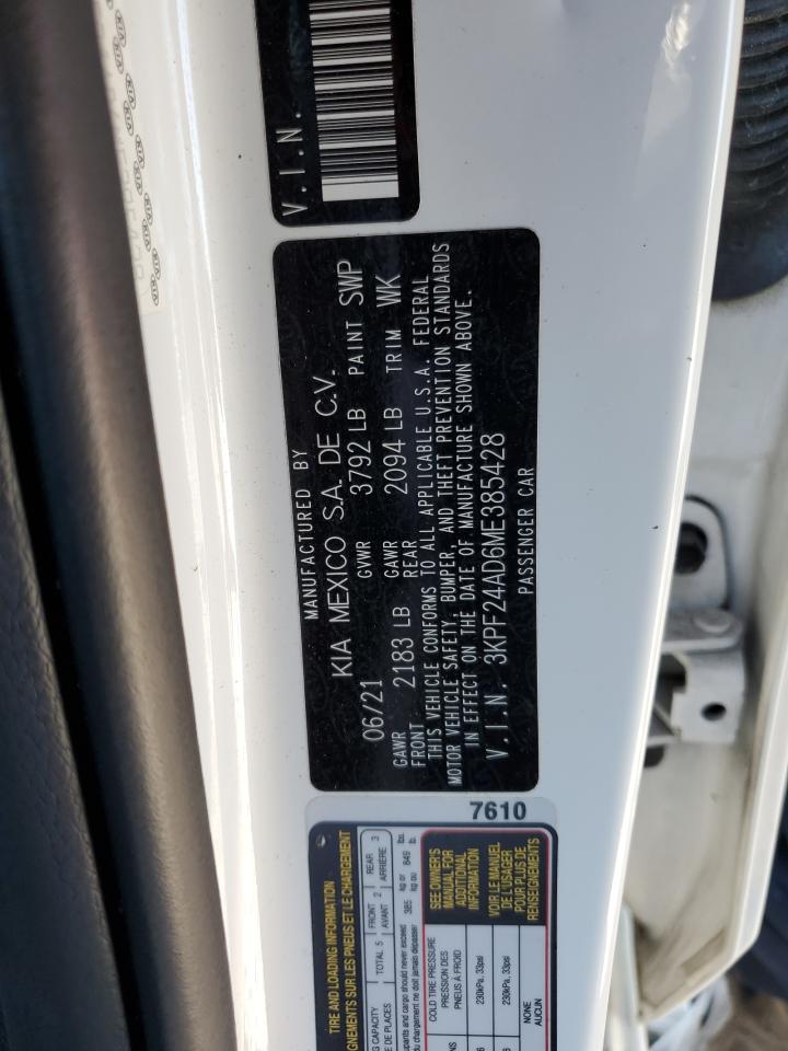 2021 Kia Forte Fe VIN: 3KPF24AD6ME385428 Lot: 90924375