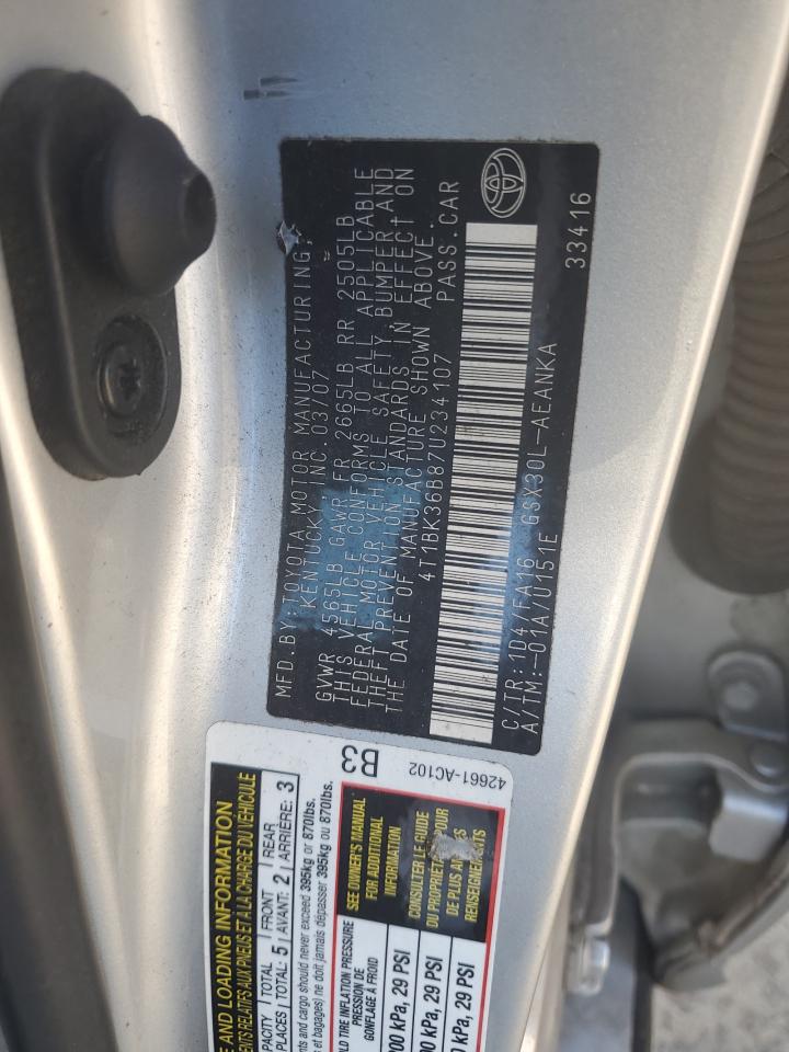 2007 Toyota Avalon Xl VIN: 4T1BK36B87U234107 Lot: 81980315