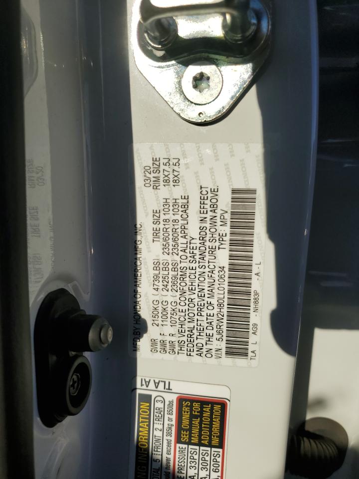 2020 Honda Cr-V Exl VIN: 5J6RW2H80LL010634 Lot: 85284585