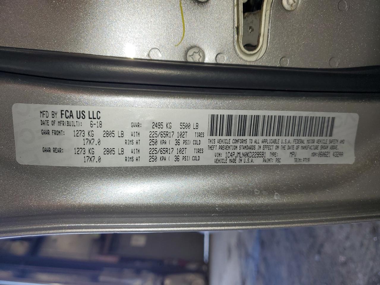 2019 Jeep Cherokee Latitude Plus VIN: 1C4PJMLN0KD229591 Lot: 85653935