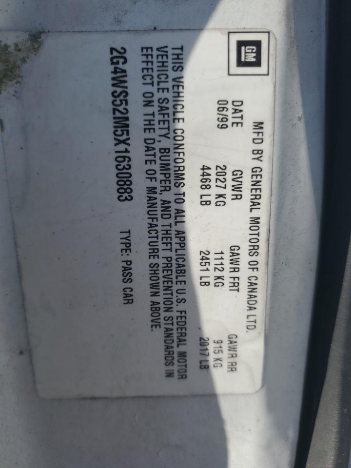 1999 Buick Century Custom VIN: 2G4WS52M5X1630883 Lot: 82611265