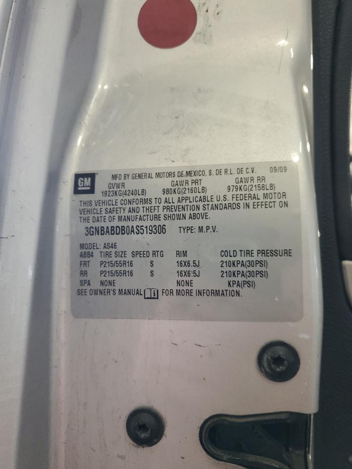 2010 Chevrolet Hhr Lt VIN: 3GNBABDB0AS519306 Lot: 86793505