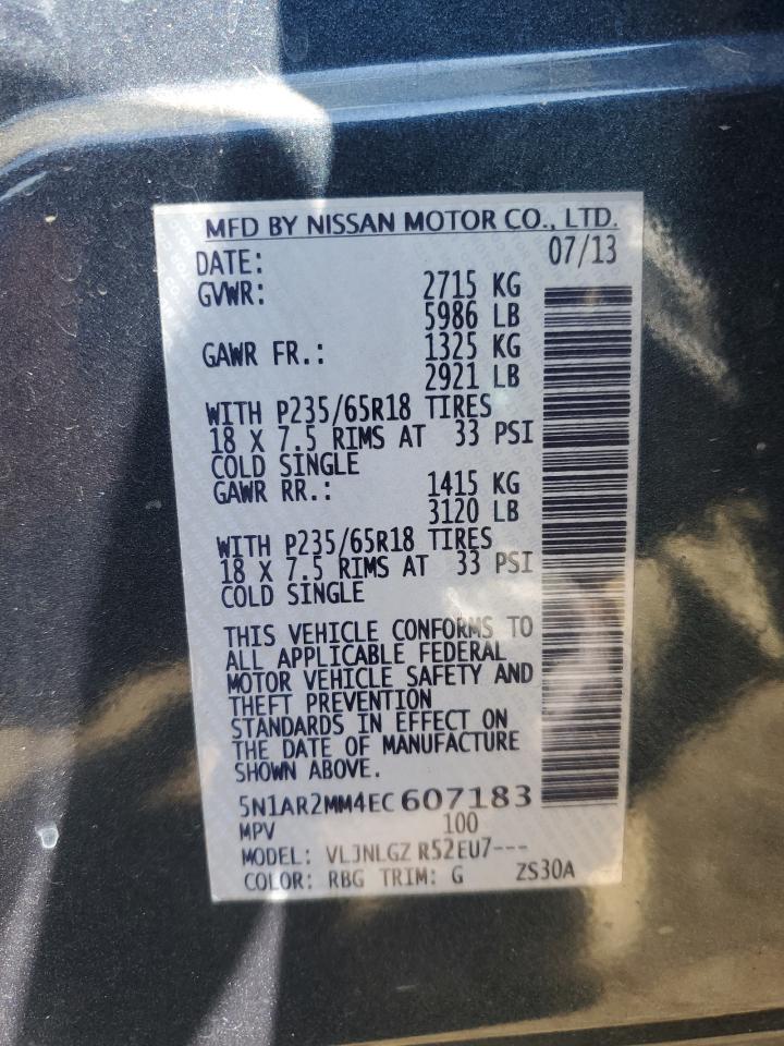 2014 Nissan Pathfinder S VIN: 5N1AR2MM4EC607183 Lot: 82351135