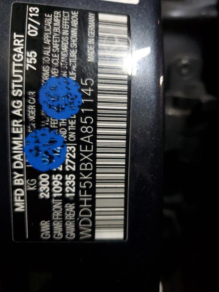 2014 Mercedes Benz E 350 VIN: WDDHF5KBXEA851145 Lot: 85382225