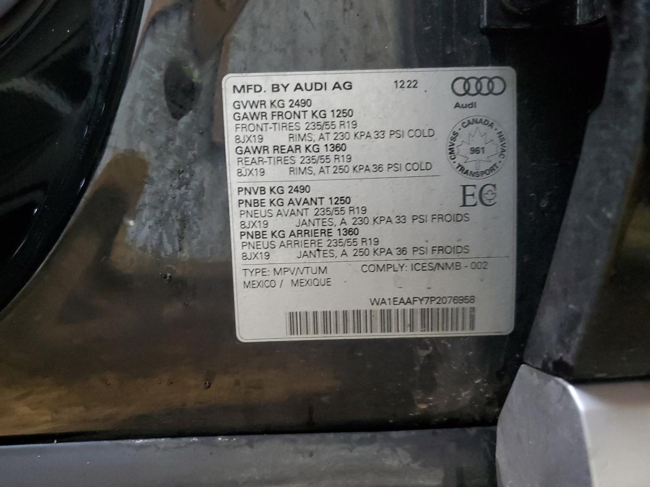 2023 Audi Q5 Progressiv 4 VIN: WA1EAAFY7P2076958 Lot: 90978845