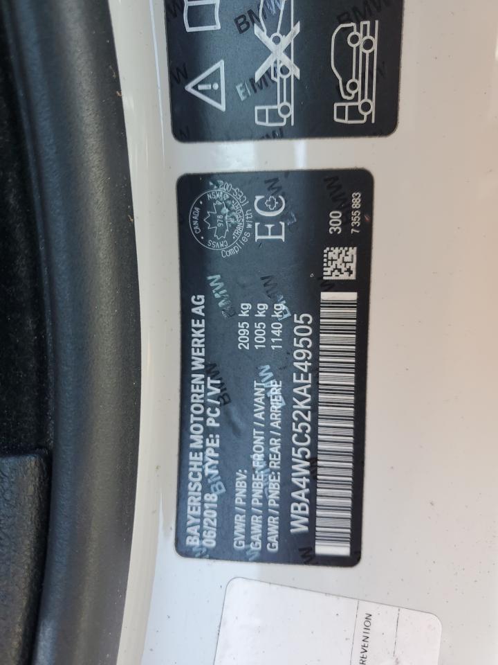 2019 BMW 430Xi VIN: WBA4W5C52KAE49505 Lot: 84042575