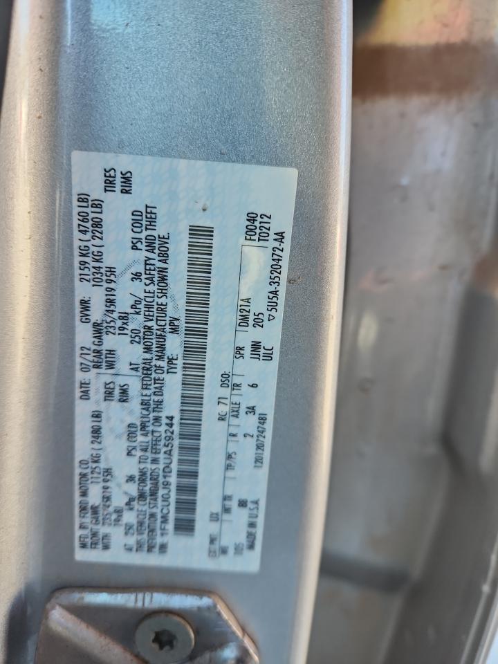 2013 Ford Escape Titanium VIN: 1FMCU0J91DUA59244 Lot: 90041235