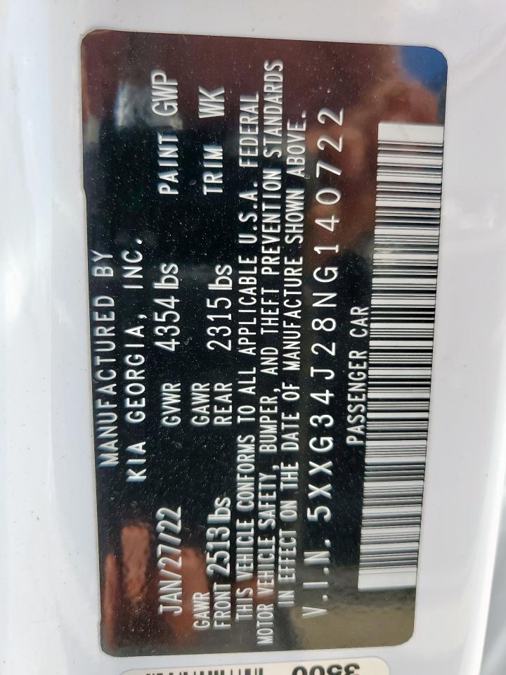 2022 Kia K5 Ex VIN: 5XXG34J28NG140722 Lot: 82393215