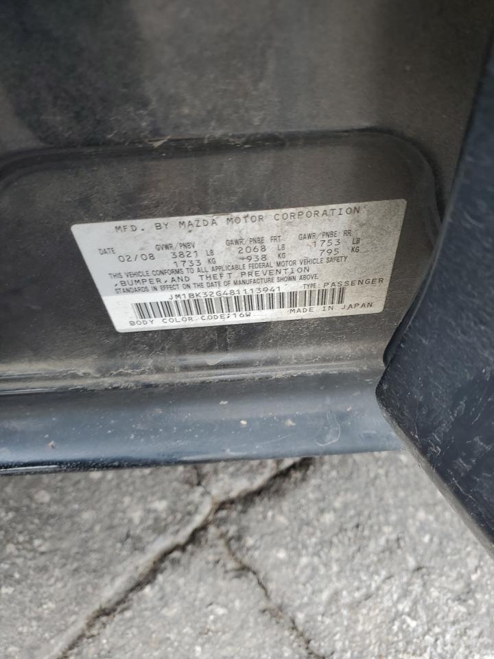 2008 Mazda 3 I VIN: JM1BK32G481113941 Lot: 90198195