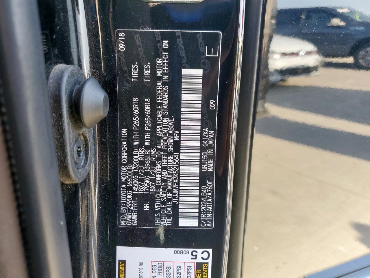 2019 Lexus Gx 460 Premium VIN: JTJJM7FX3K5215641 Lot: 85675085