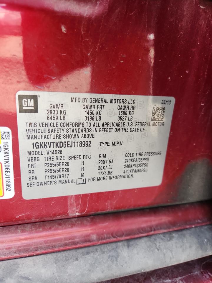 2014 GMC Acadia Denali VIN: 1GKKVTKD6EJ118992 Lot: 82381215