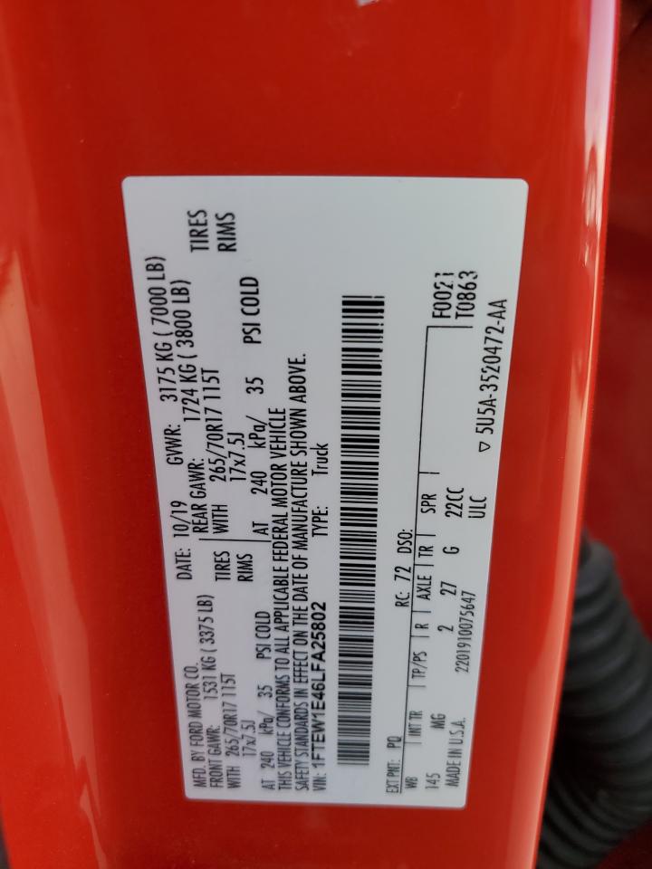 2020 Ford F150 Supercrew VIN: 1FTEW1E46LFA25802 Lot: 86407115