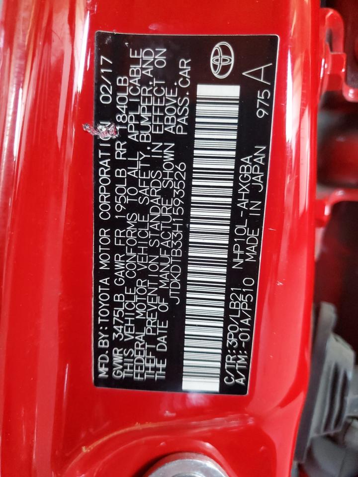 2017 Toyota Prius C VIN: JTDKDTB33H1593526 Lot: 82405675