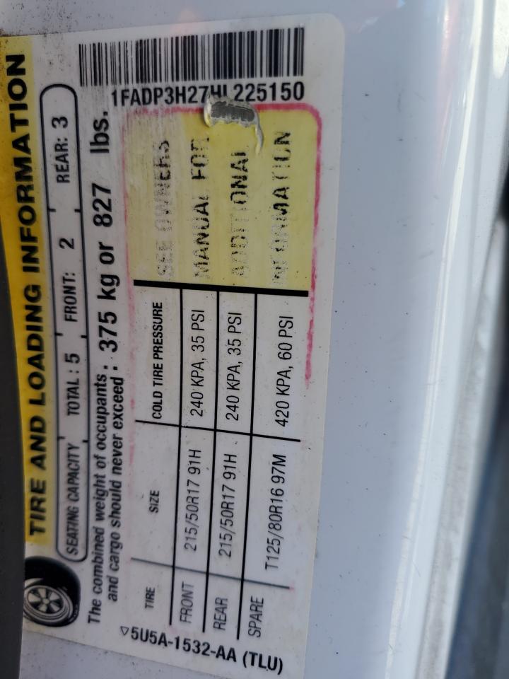 2017 Ford Focus Sel VIN: 1FADP3H27HL225150 Lot: 84360705