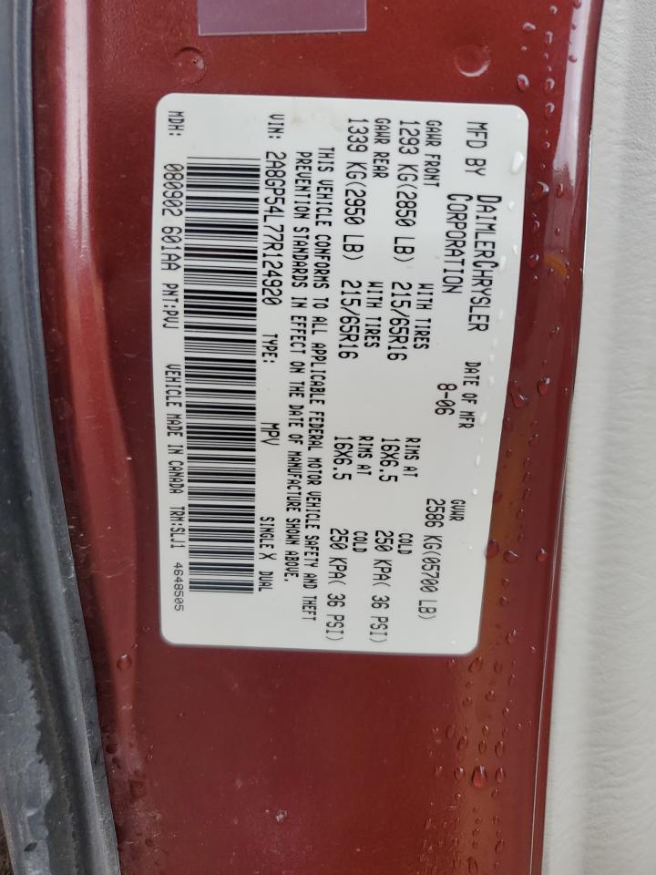 2007 Chrysler Town & Country Touring VIN: 2A8GP54L77R124920 Lot: 90100315