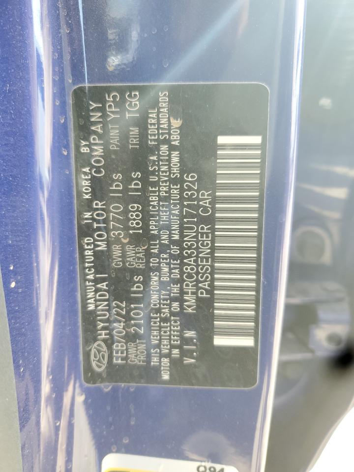 2022 Hyundai Venue Sel VIN: KMHRC8A33NU171326 Lot: 87019185