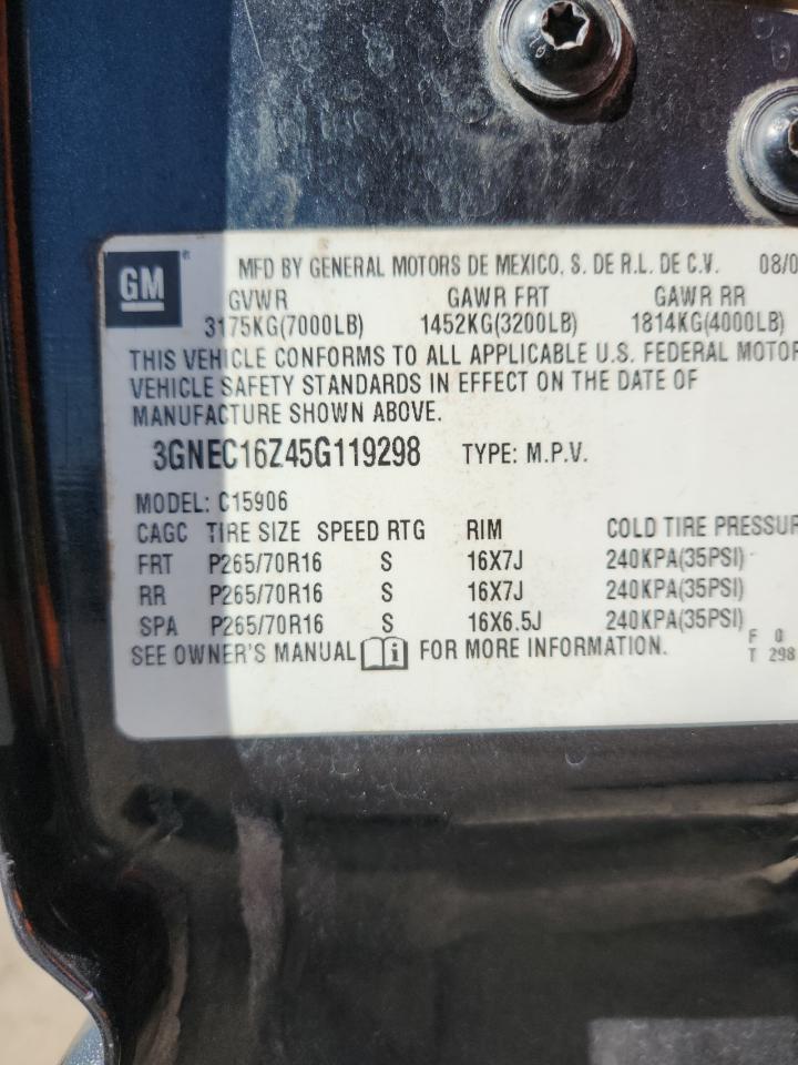 2005 Chevrolet Suburban C1500 VIN: 3GNEC16Z45G119298 Lot: 84913815