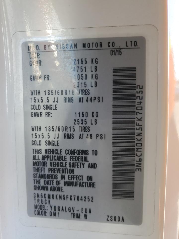 2015 Nissan Nv200 2.5S VIN: 3N6CM0KN5FK704252 Lot: 84071145