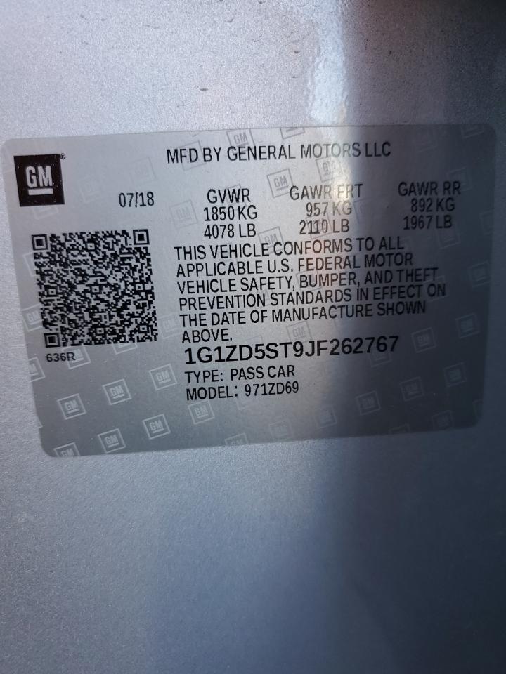 2018 Chevrolet Malibu Lt VIN: 1G1ZD5ST9JF262767 Lot: 90649095