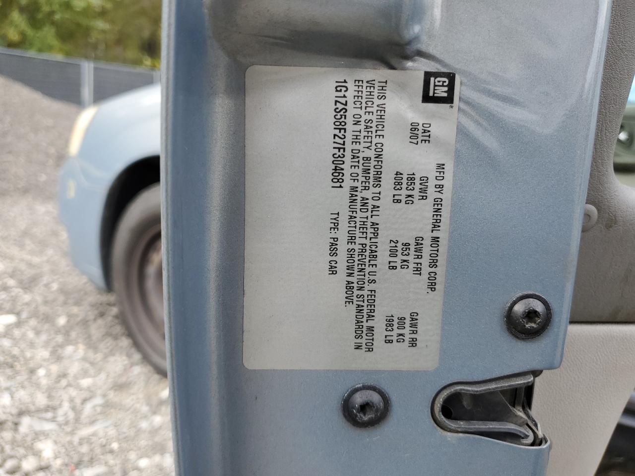 2007 Chevrolet Malibu Ls VIN: 1G1ZS58F27F304681 Lot: 85526545